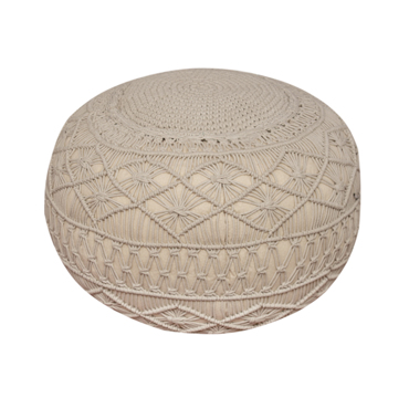 Πουφ Σκαμπό Μακραμέ Χρώματος Μπεζ